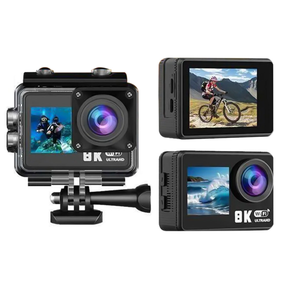5K 6K 8K 30FPS Action Camera with Waterproof Case Dual Screens and EIS Stabilization