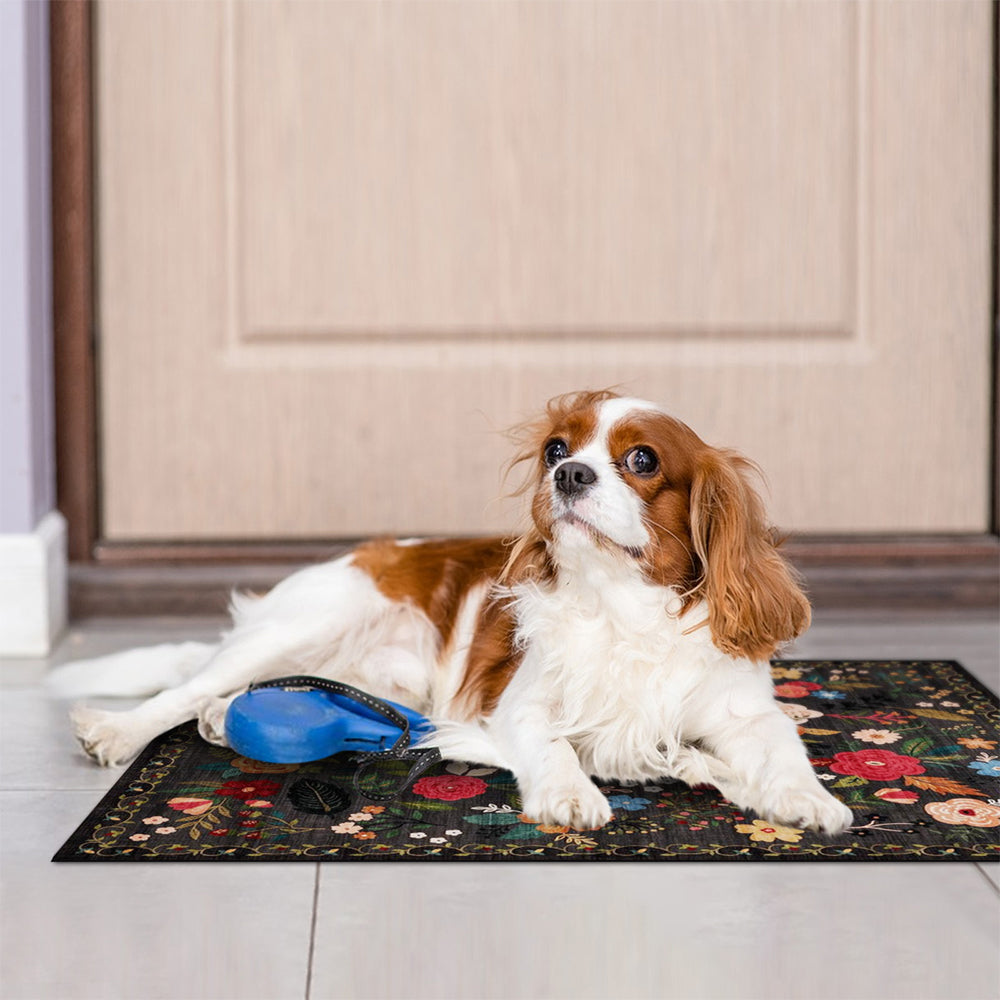 Washable Boho Floral Small Area Rug Indoor Entrance Door Mat