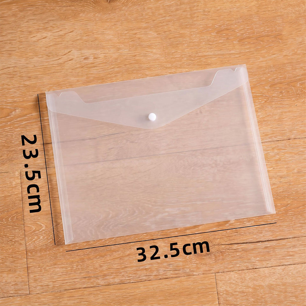 20Pcs Clear Horizontal Snap File Bags in C6 A5 A4 Sizes for Office