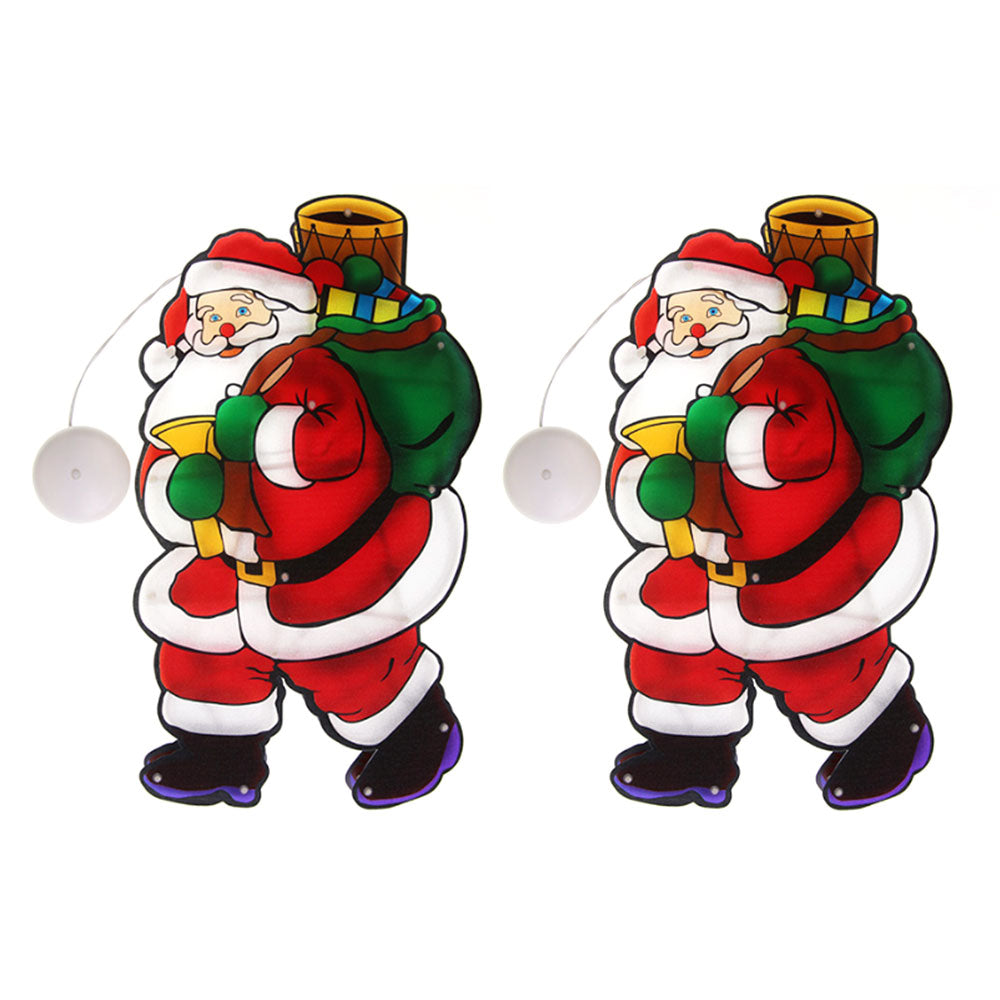 2Pcs Christmas Decor LED Curtain Light Xmas Window Silhouette Light Decoration
