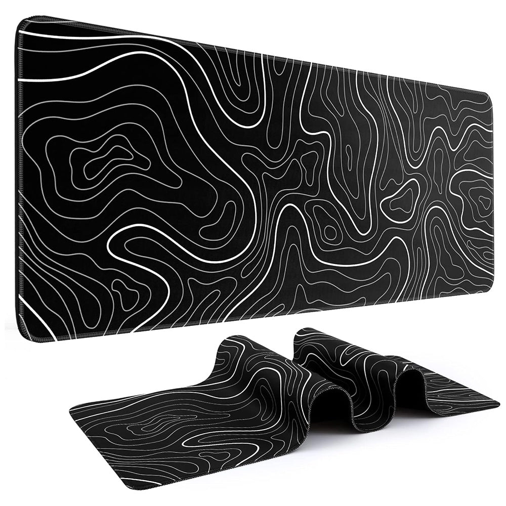 Keyboard Mouse Pad with Smooth Cloth Surface and Non-Slip Rubber Bottom for Office and Gaming Use-Black