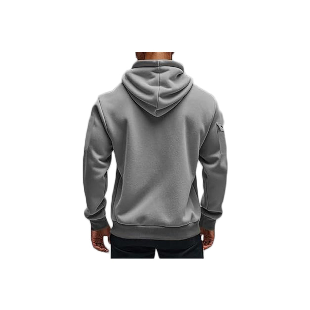 Fleece Hooded Sweatshirt Casual Hoodie for Men-Light Grey