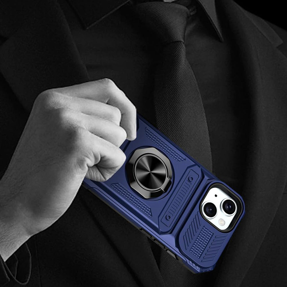 Wallet Card Slot Shockproof Protective Case for iPhone 17 and 18 Series-Blue