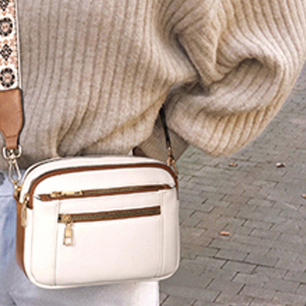 Women Shoulder Bag Cross Body Messenger Handbag with Wide Strap