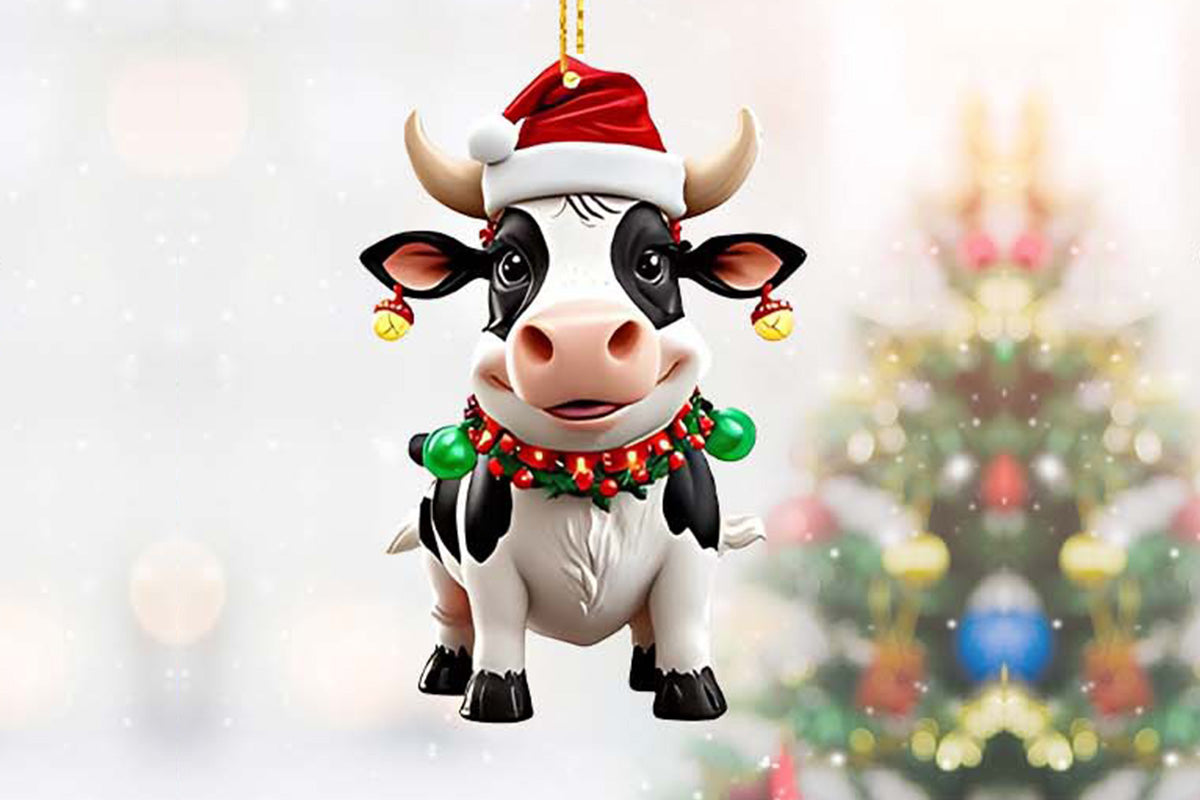 2025 Christmas Cow Advent Calendar Blind Box 24 Days Ornaments Set for Tree