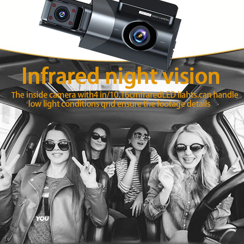 WiFi HD 1080P Night Vision Gravity Sensor Dash Cam-Front+ Inside Camera