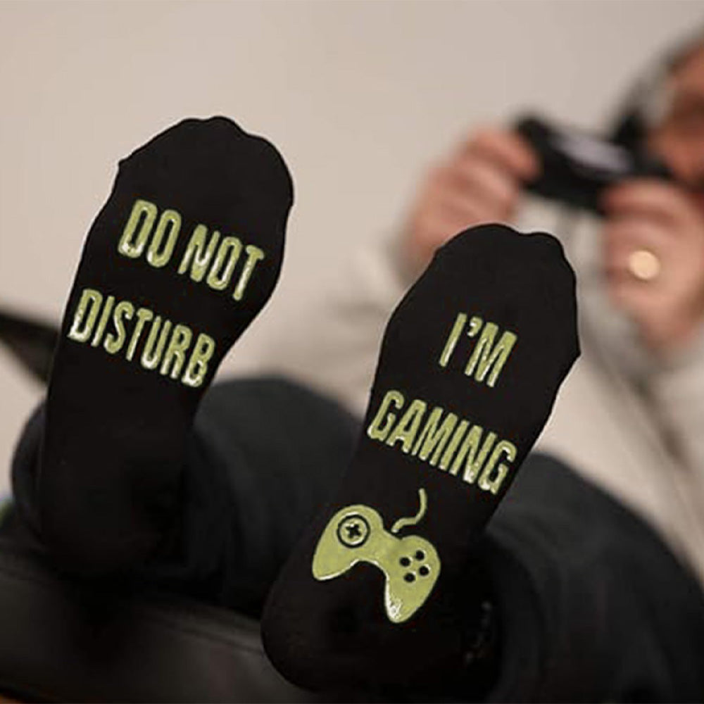 Funny Gaming Socks with Do Not Disturb I Am Gaming Text