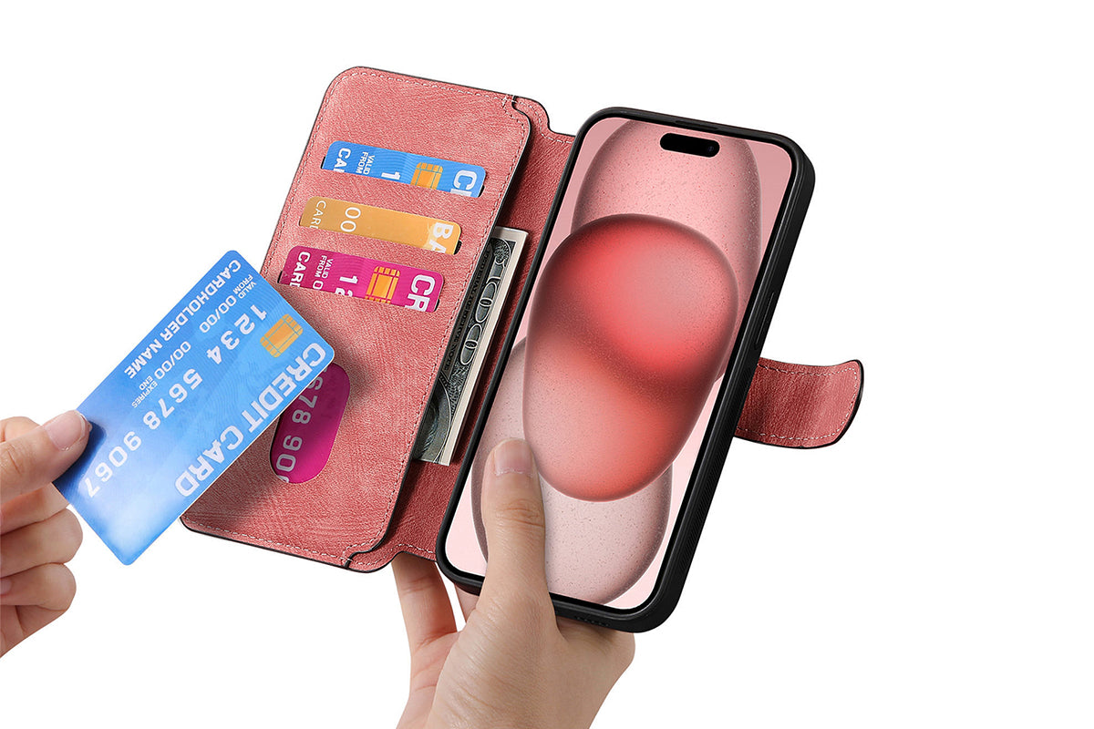 Magnetic Wallet Case for iPhone 17Series RFID Blocking Card Holder Phone Stand