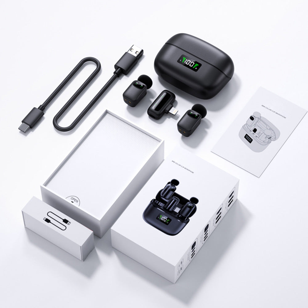 Mini Wireless Lavalier Microphone with Charging Case and AI Noise Reduction