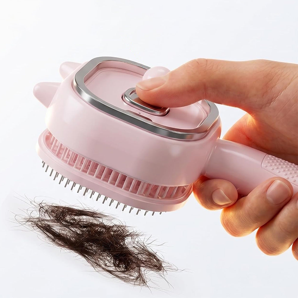 Electric Spray Hair Brush with Cat Ear Design and One Click Cleaning