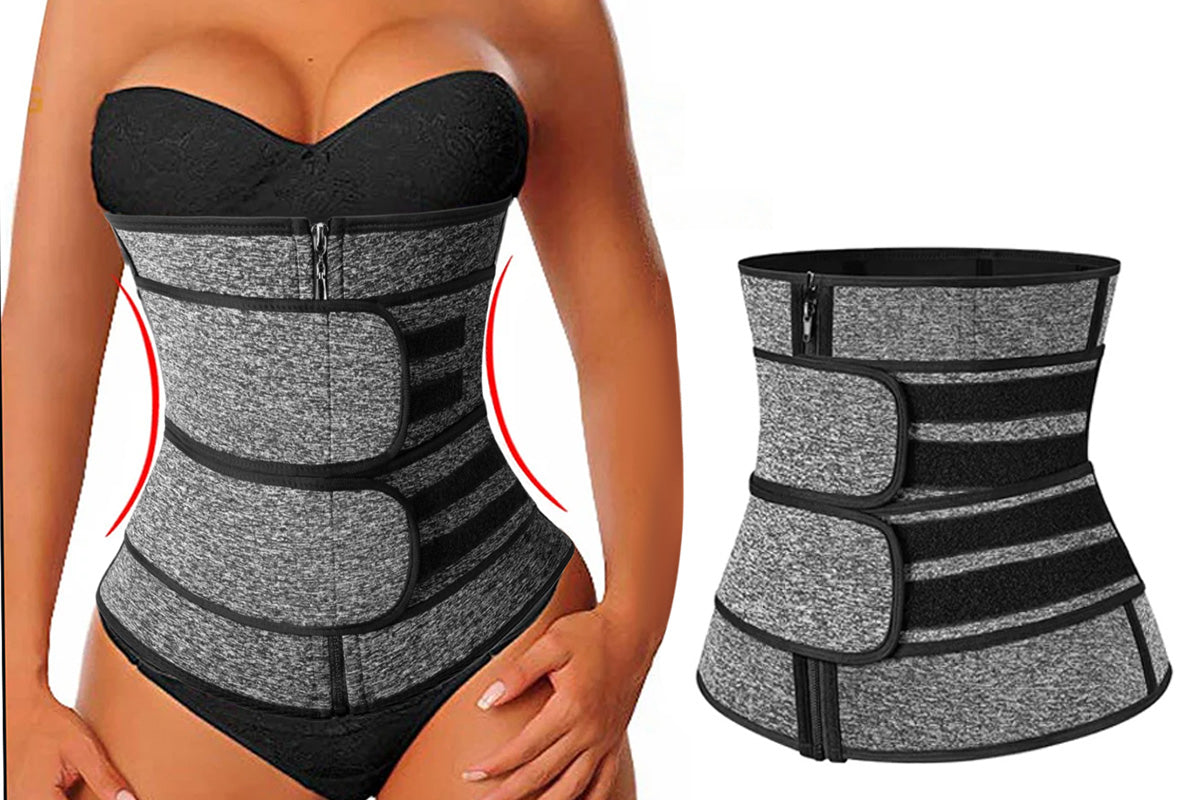 Sweat Waist Trainer for Women Sauna Sweat Belt Slim Body Shaper Corset-Grey
