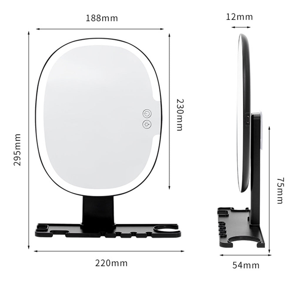 Bathroom Anti Fog Mirror with Lights Built In Shelf No Drilling Installation for Shower Room