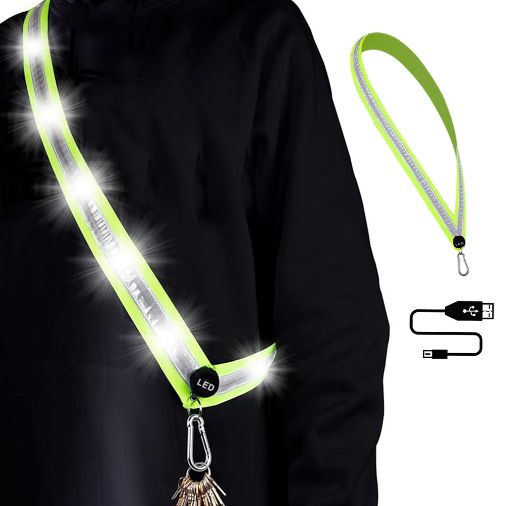 LED Reflective Belt Sash 3 Light Modes Safety Belt Rechargeable Running Gear