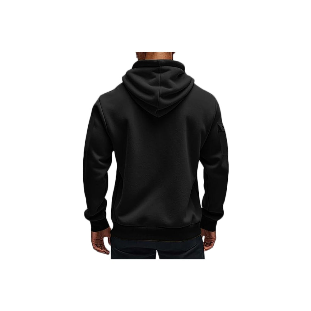 Fleece Hooded Sweatshirt Casual Hoodie for Men-Black