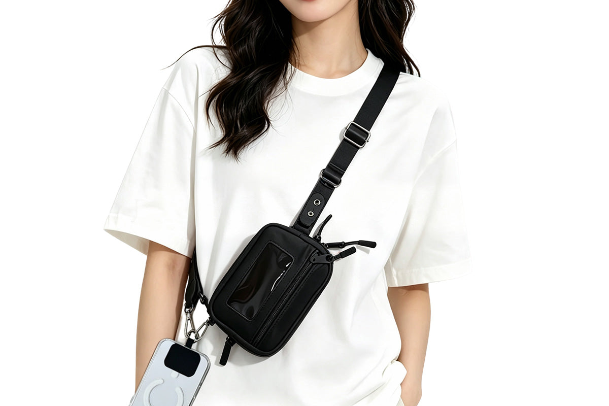 2-in-1 Phone Crossbody Strap Clear Window Card Wallet Pouch Travel Adjustable Shoulder Strap Bag