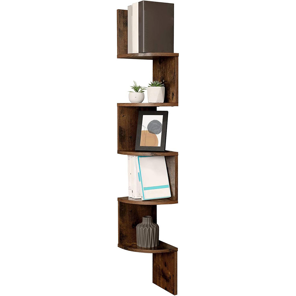 5 Tier Large Zigzag Corner Wall Mounted DVD CD Storage Display Shelf