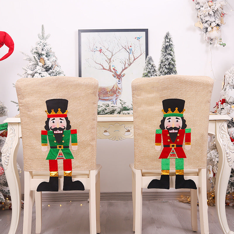 2Pcs Walnut Soldier Chair Cover-Red and Blue