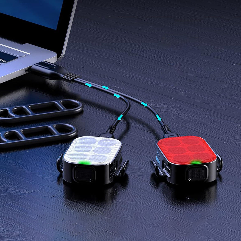 USB Rechargeable Bike Light Set with 4+6 Modes Waterproof Bicycle Lights