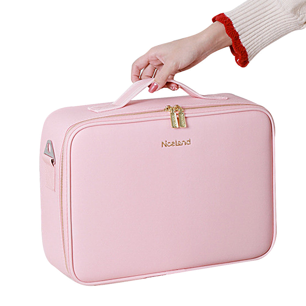 Portable Travel Makeup Case with LED Light and Mirror
