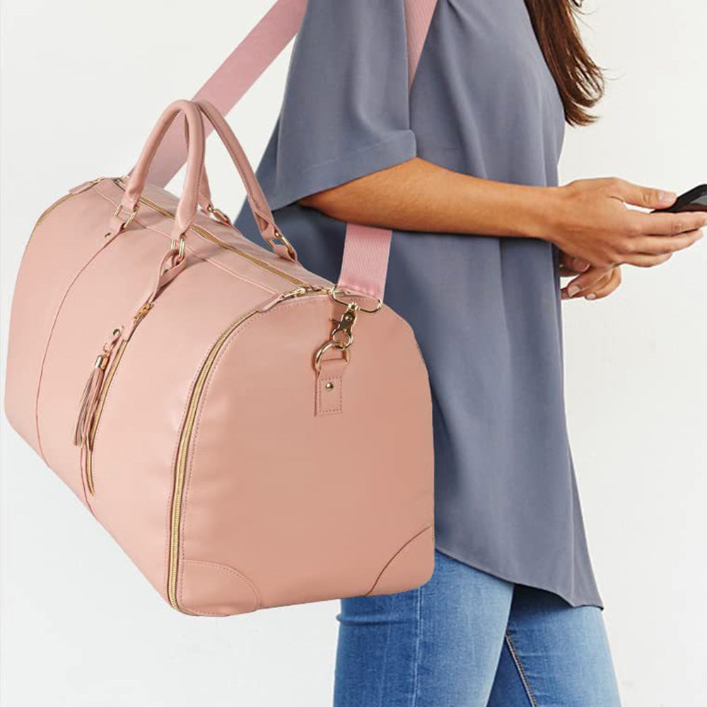 Water-Resistant Garment Duffle Bag Duffle Bag PU Leather Travel Bag