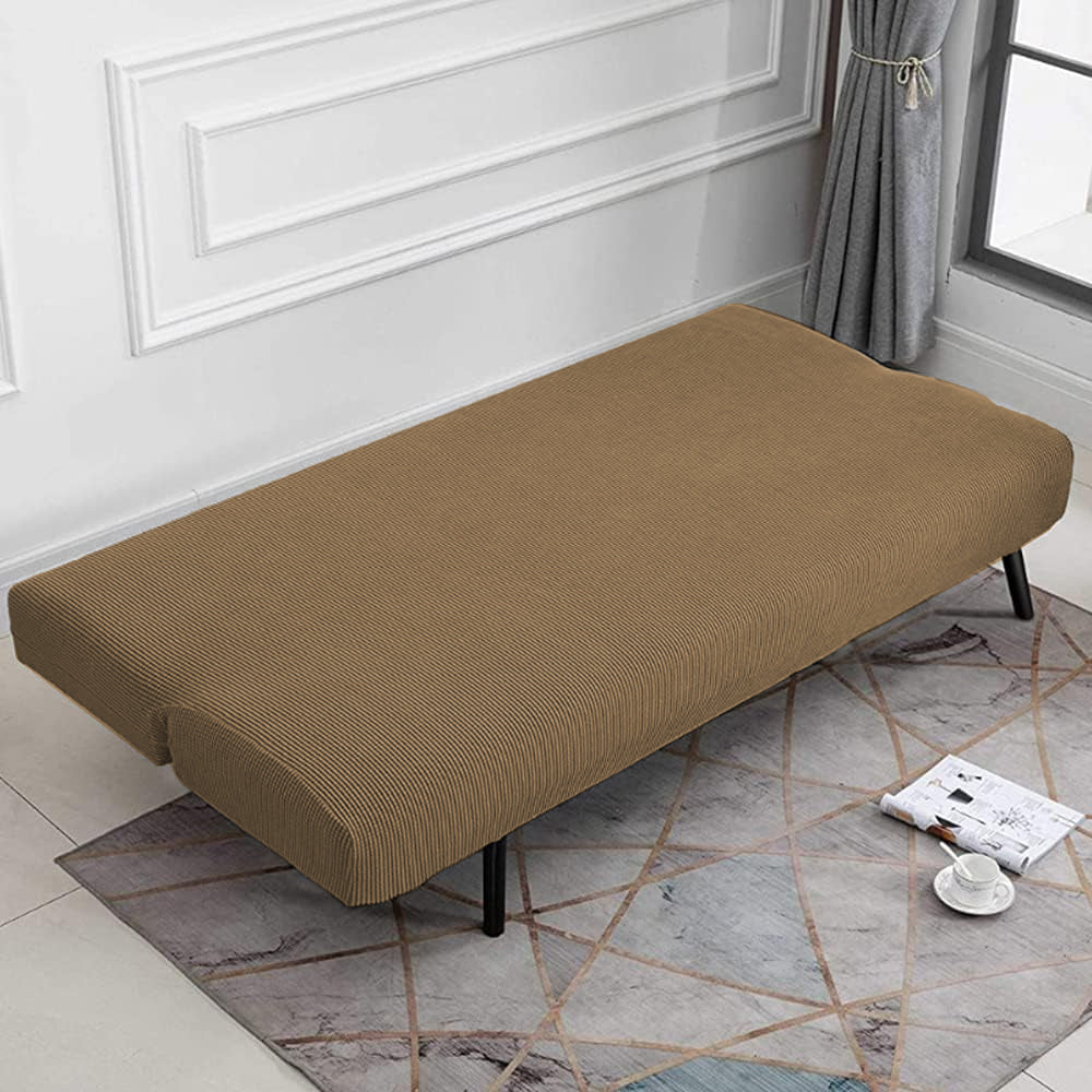 Armless Solid Color Stretch Folding Sofa Bed Cover