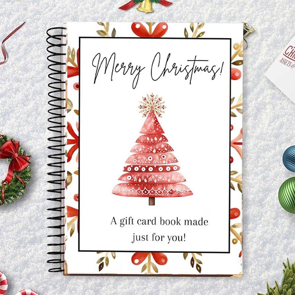 Christmas Gift Card Book 38 Pages Spiral Bound Holder Holiday Keepsake