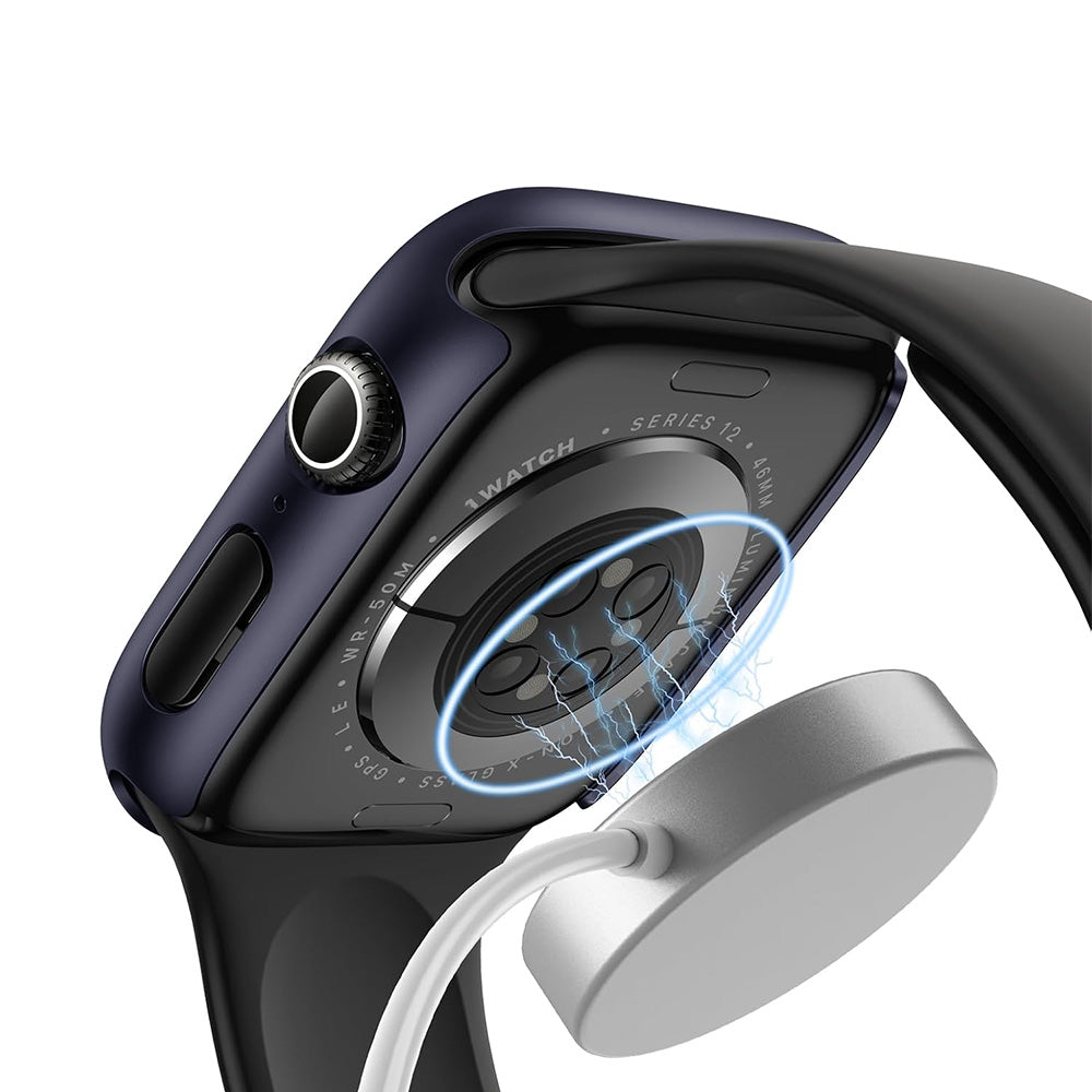 2 Piece Case and Screen Protector Set for Apple Watch Series 12-Dark Blue
