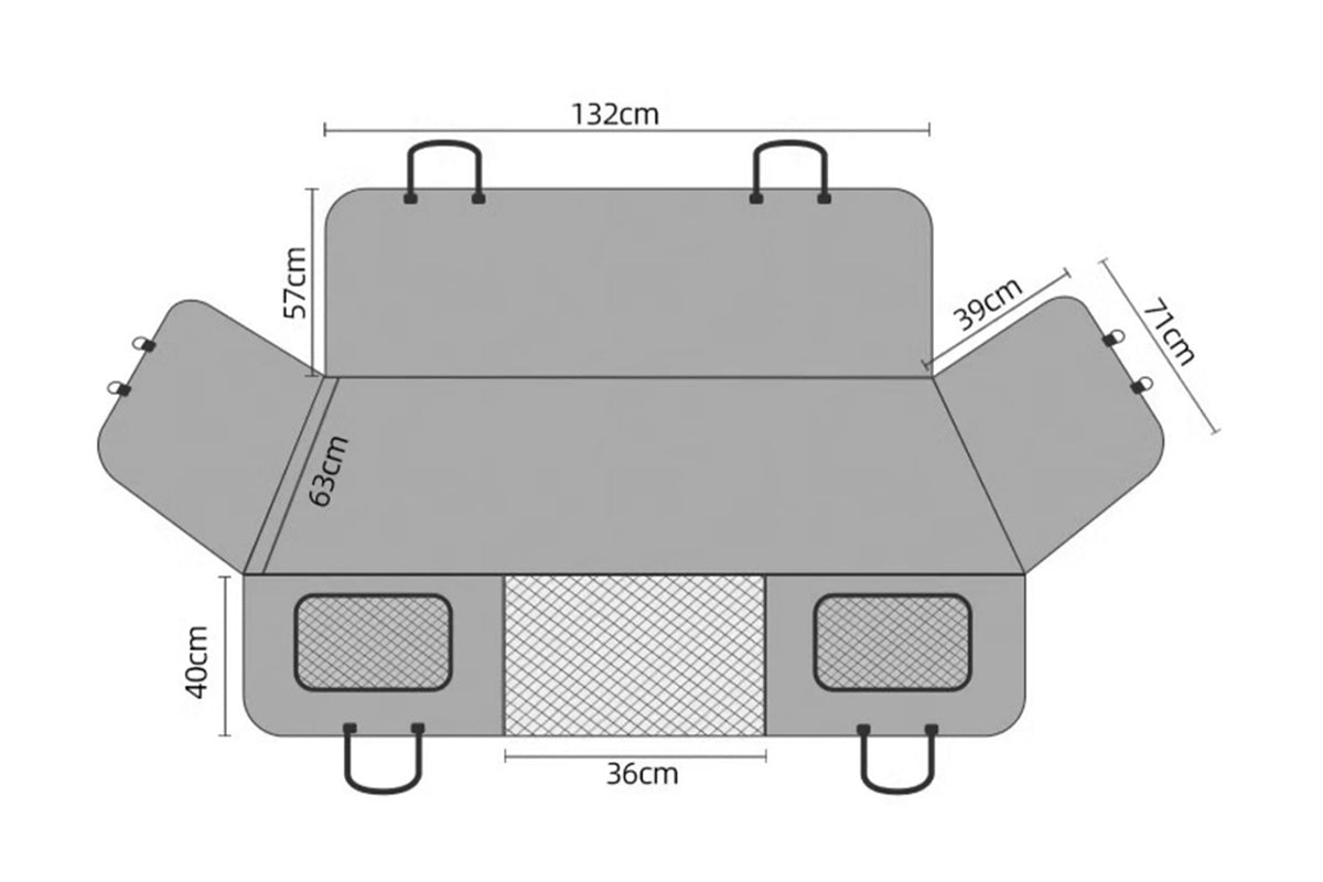 132x158cm Dog Back Seat Extender Water-Resistant Hard Bottom Dog Car Seat Cover