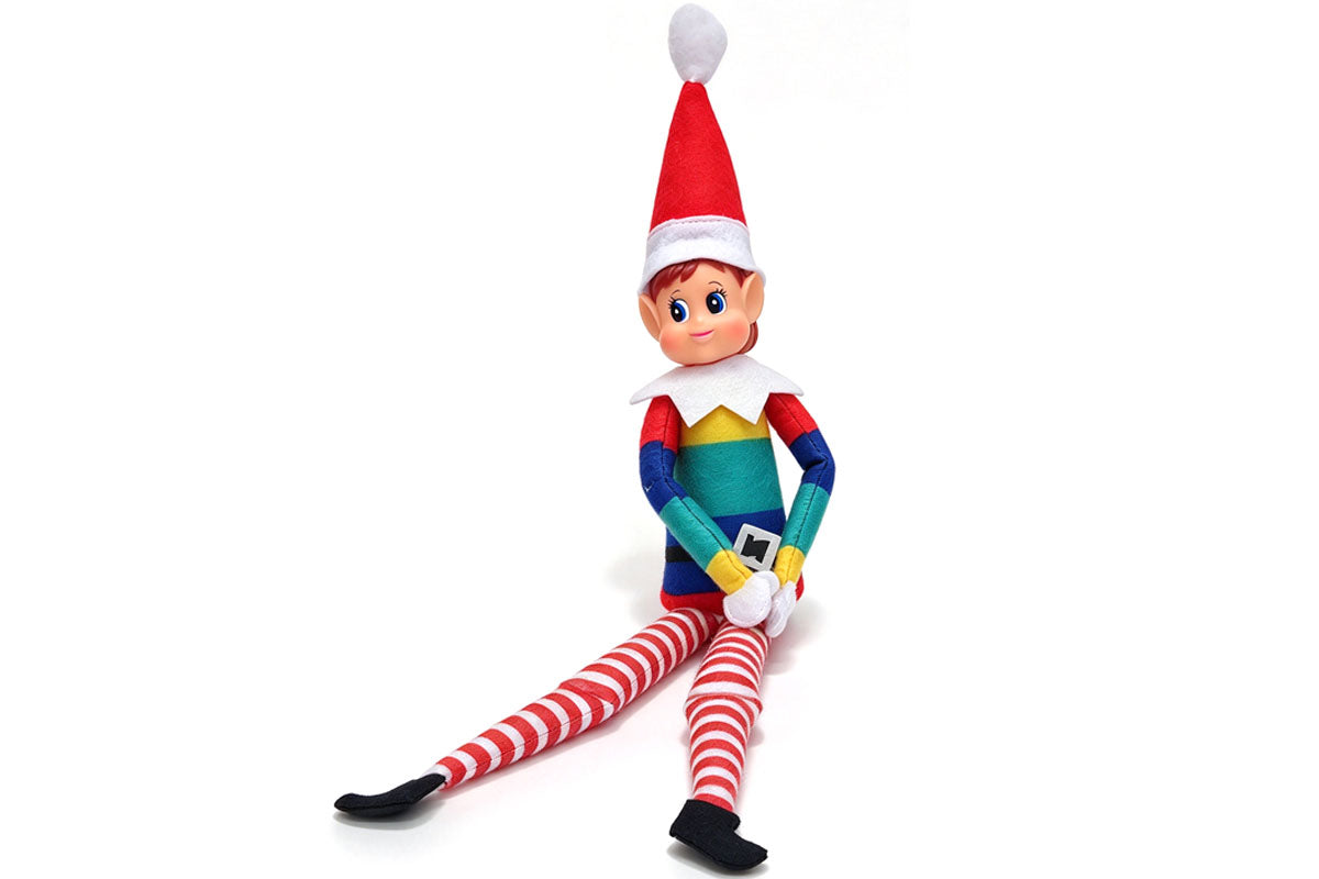 2Pcs Poseable Christmas Elf Fabric Doll Xmas Tabletop Decoration 40cm