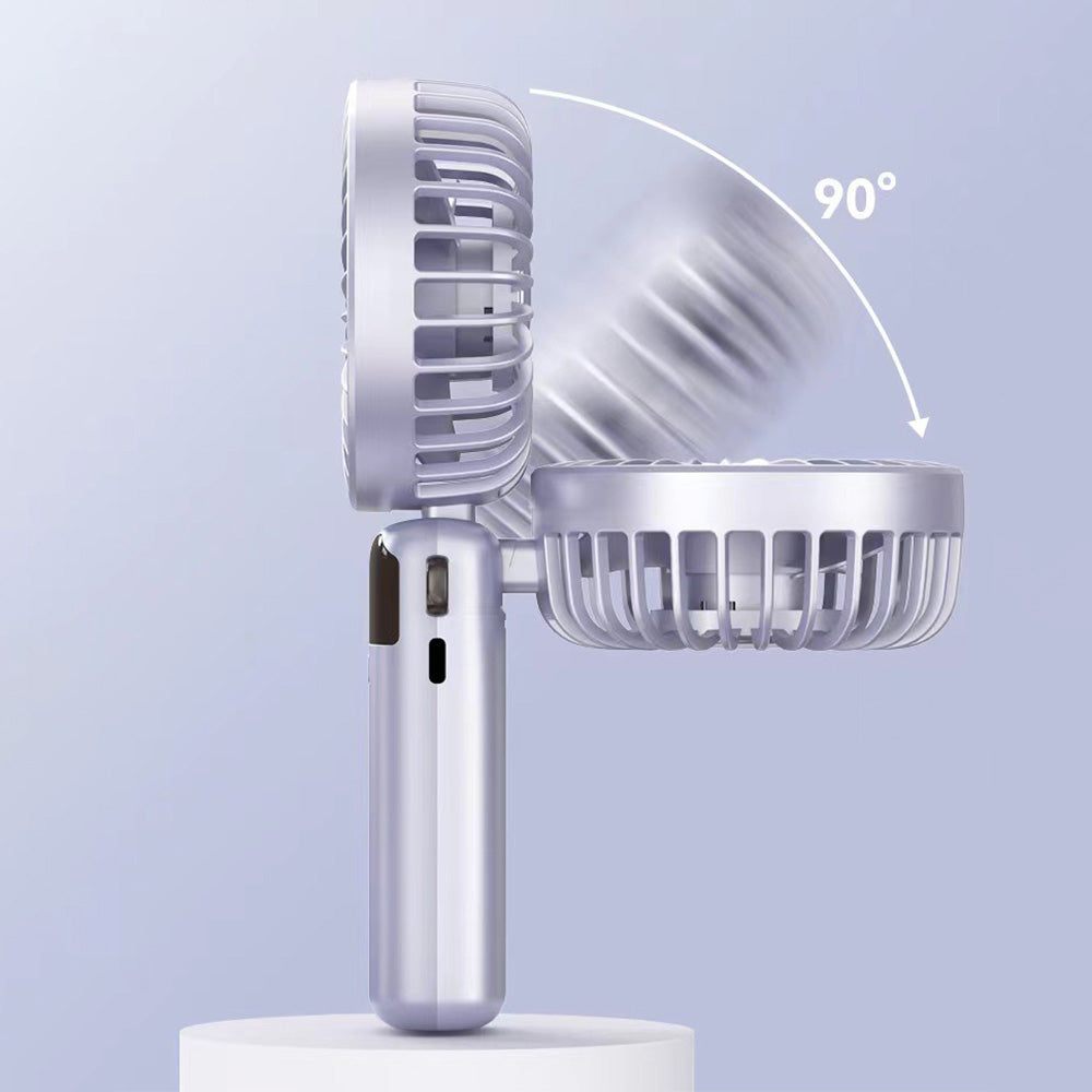 Digital Display Handheld Fan with 5 Speeds USB Portable Fan with Lanyard and Phone Holder Base