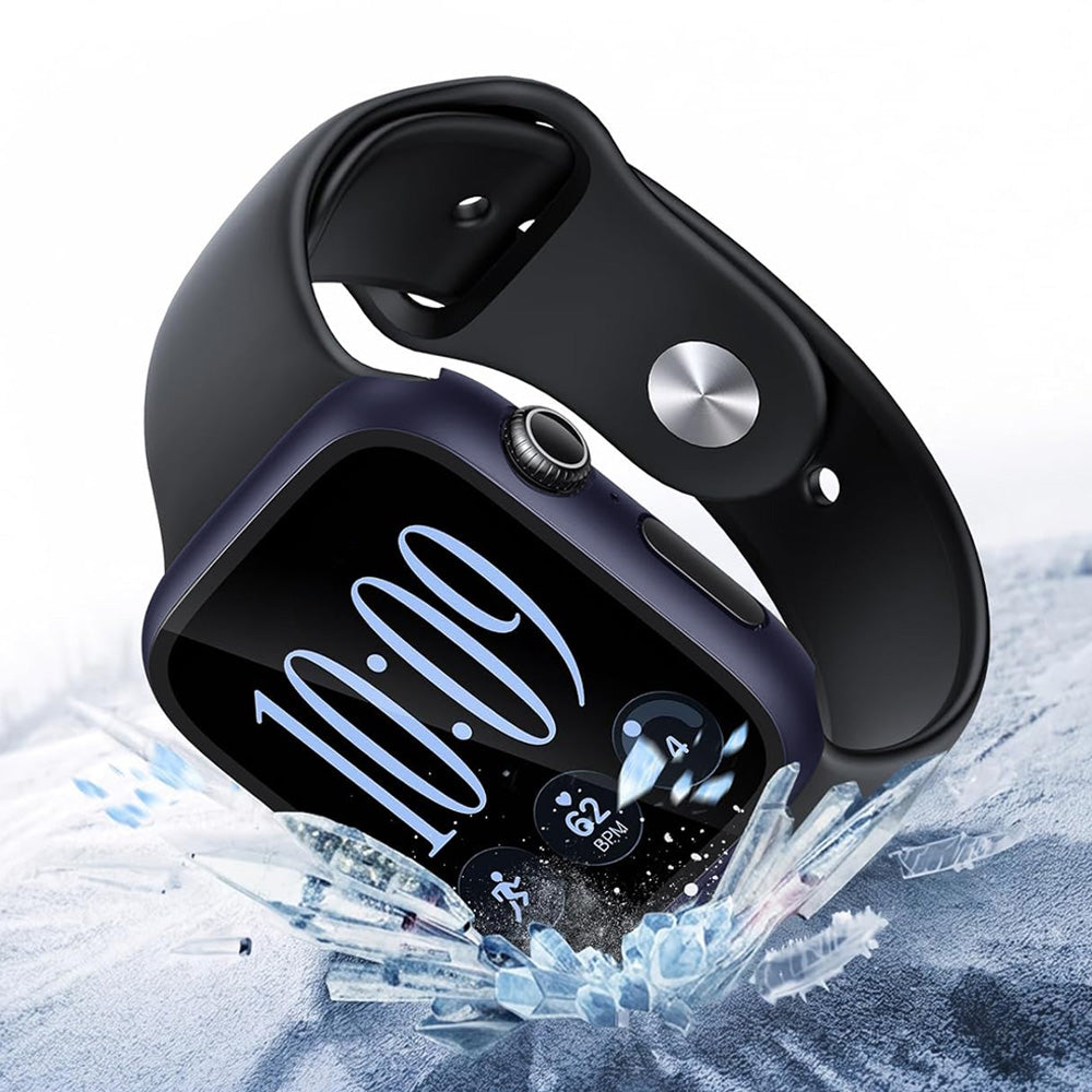 2 Piece Case and Screen Protector Set for Apple Watch Series 12-Dark Blue