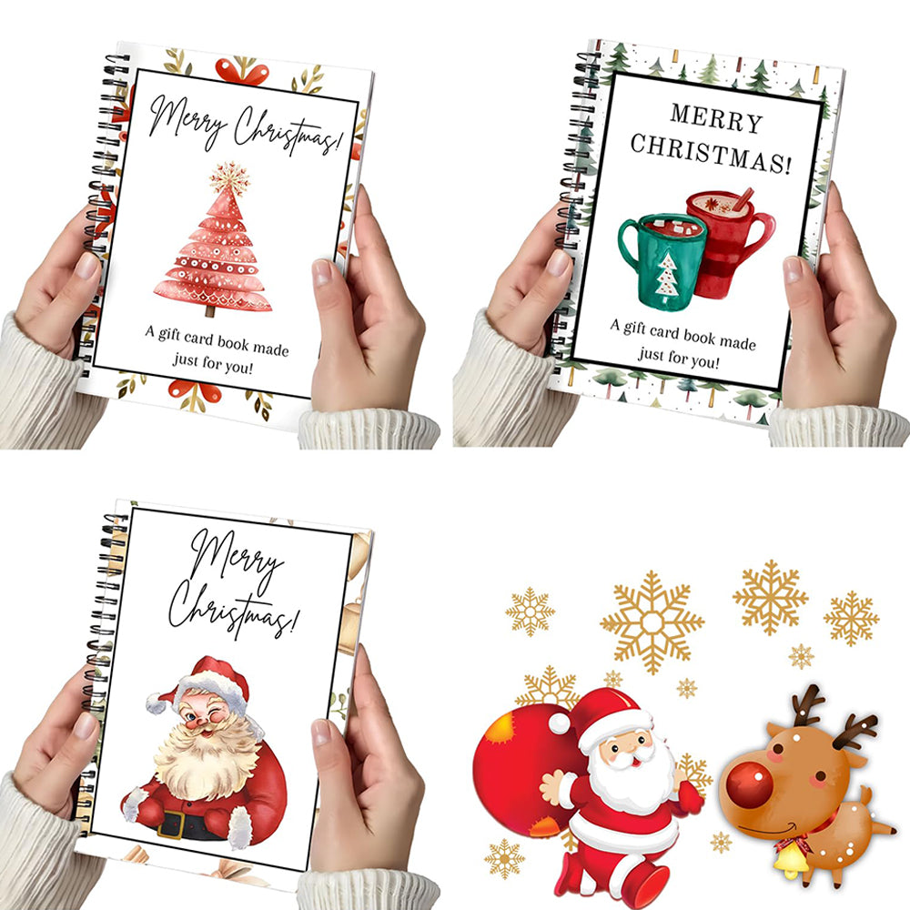 Christmas Gift Card Book 38 Pages Spiral Bound Holder Holiday Keepsake