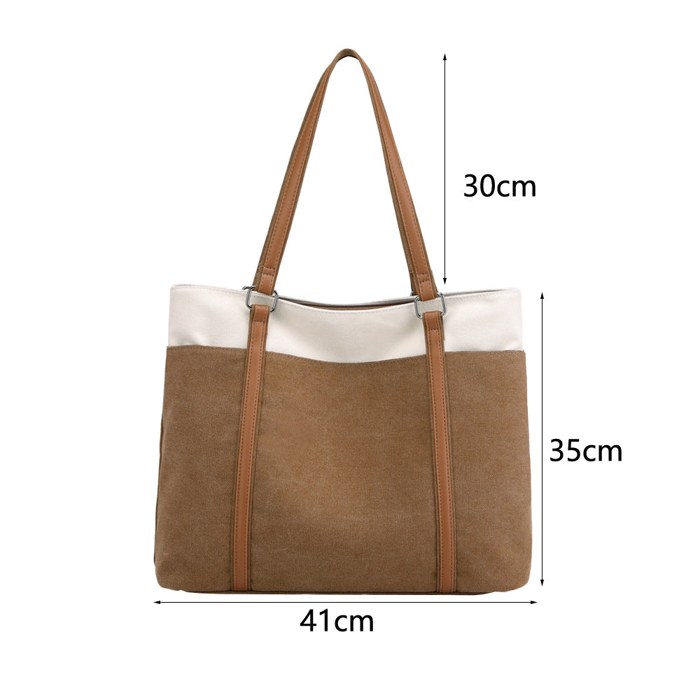 Women Laptop Tote Bag Canvas Handbag 15.6 Inch Work Shoulder Bag