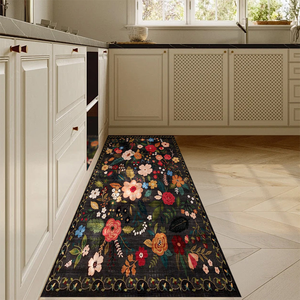 Washable Boho Floral Small Area Rug Indoor Entrance Door Mat