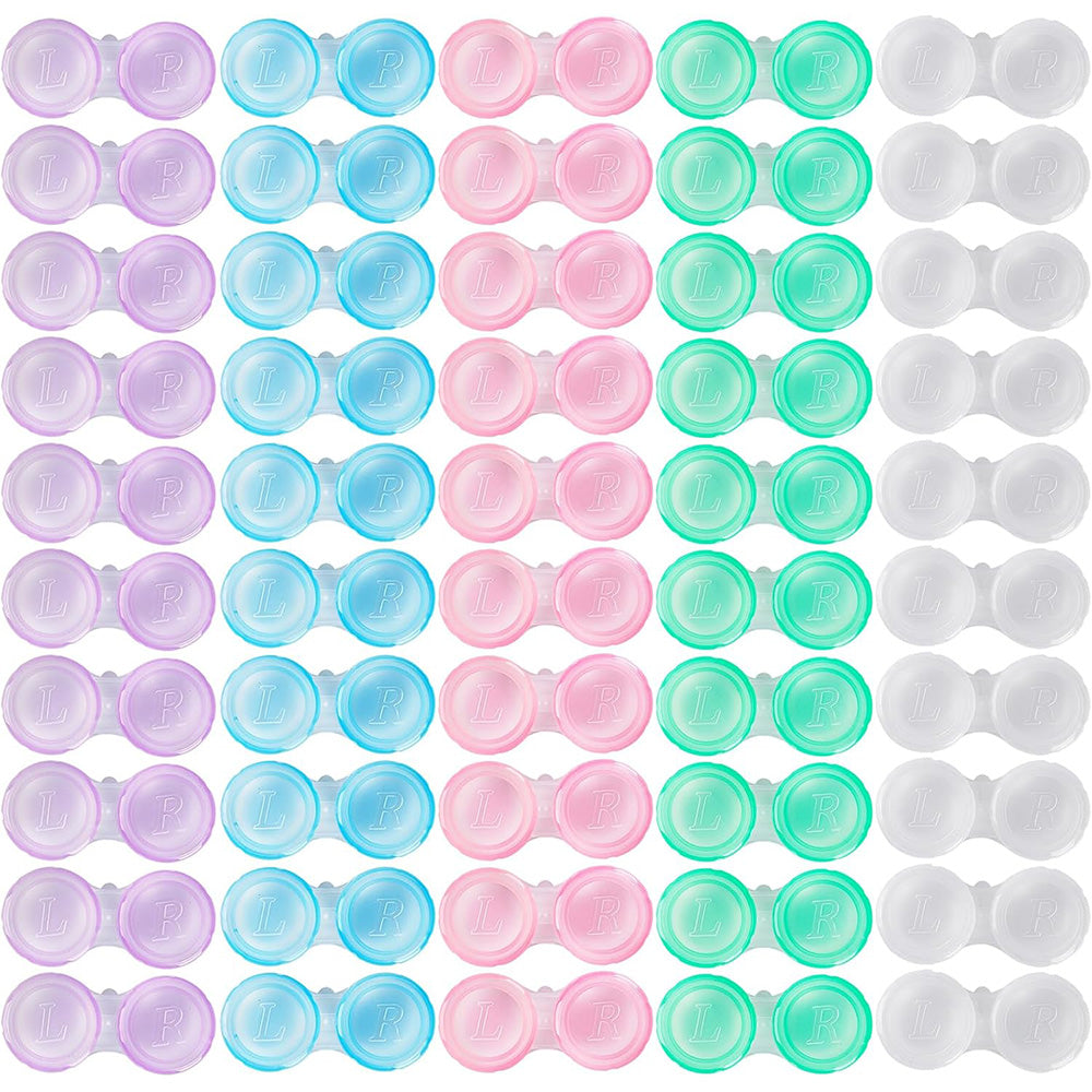 50 Pack Leak-Proof Contact Lens Cases Multi Colour