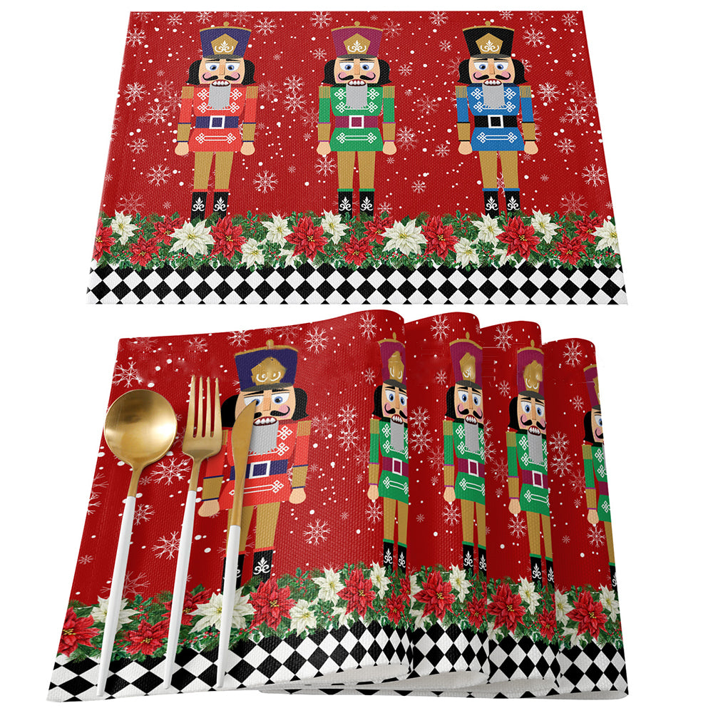 Christmas Nutcracker Soldier Table Runner with 4Pcs Placemats