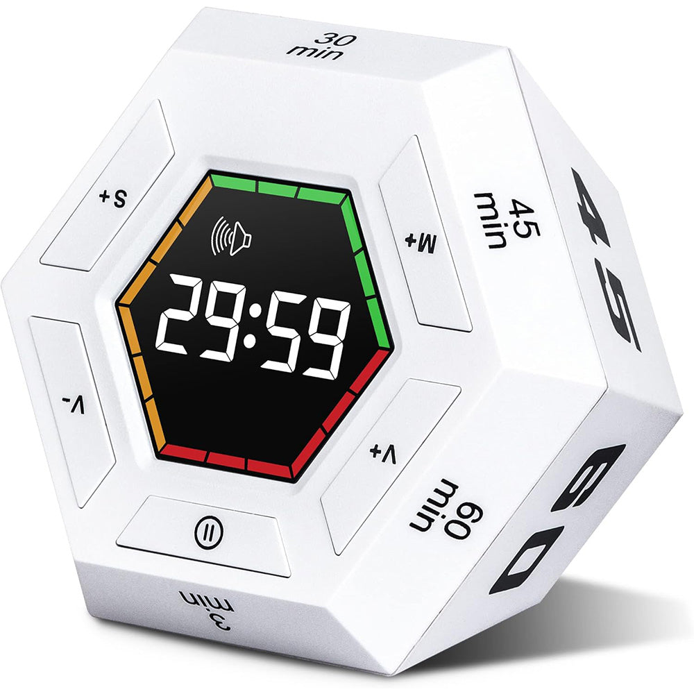 Pomodoro Timer Hexagon Visual Flip Electronic Timer with LED Digital Display