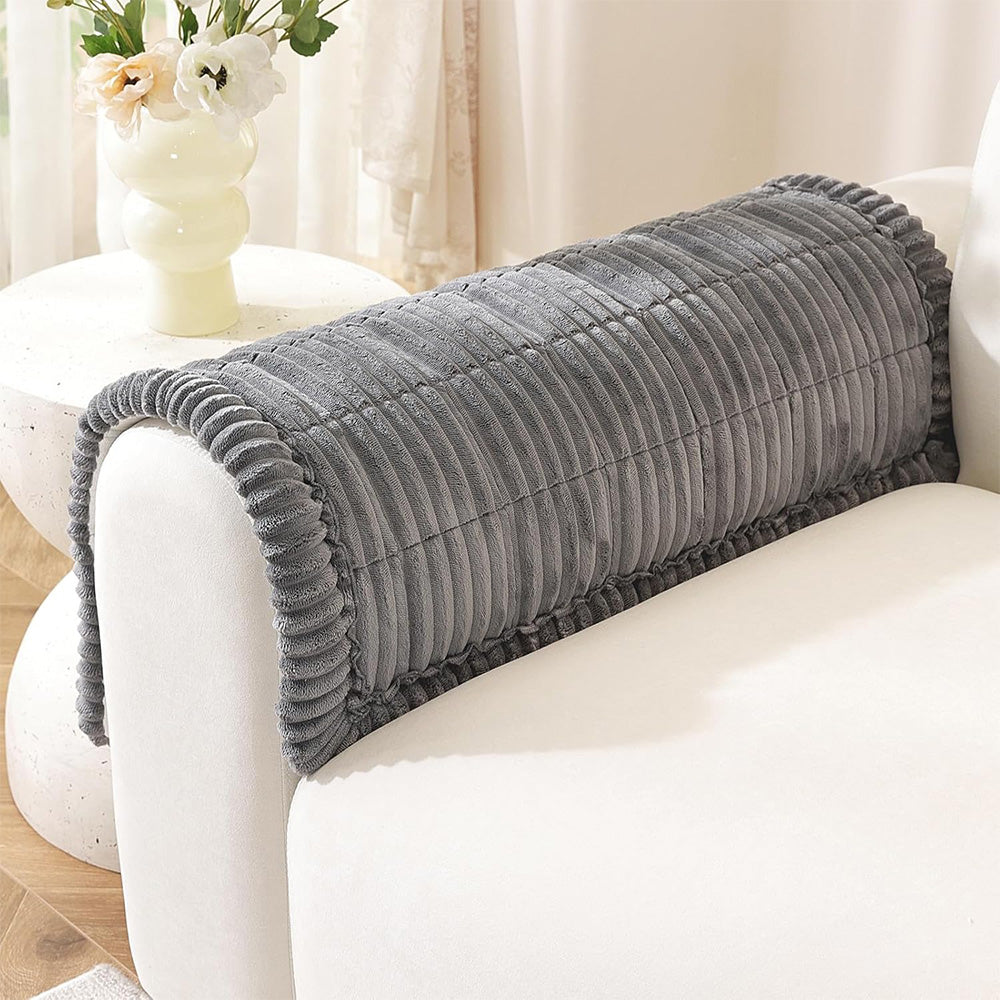Sofa Armrest Cover Winter Thick Flannel Armchair Pad