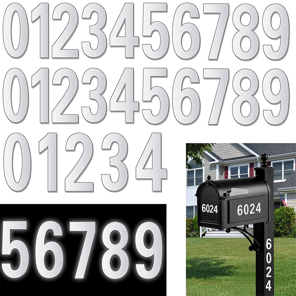60pcs Reflective Mailbox Numbers Waterproof Adhesive Sticker