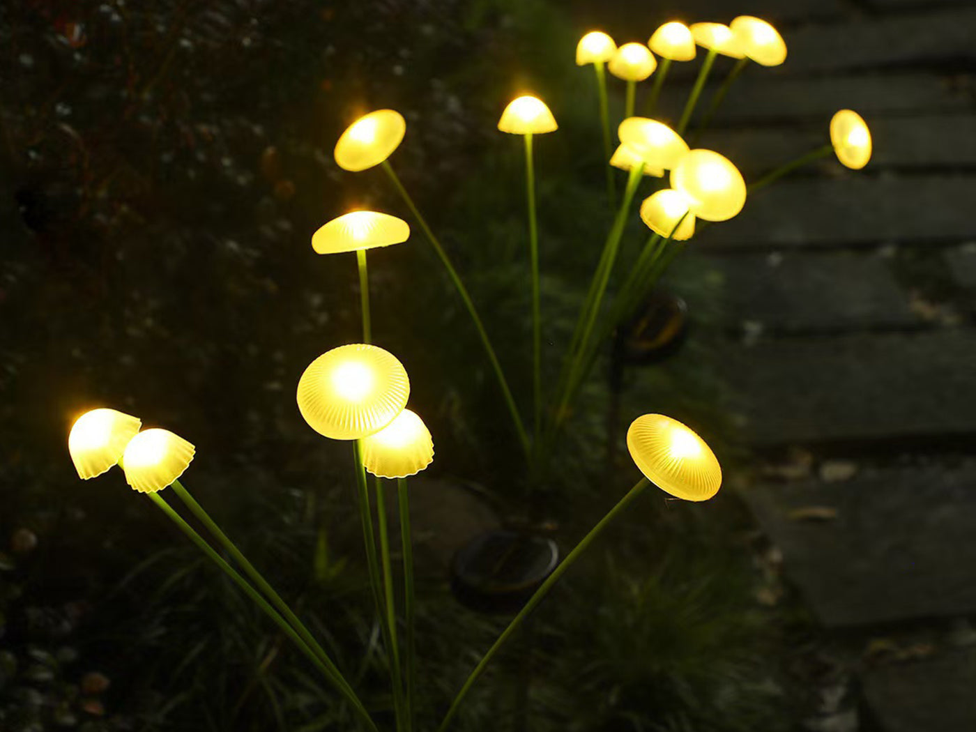 Two Outdoor Solar Mushroom Lights