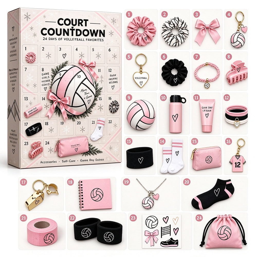 24 Day Christmas Advent Calendar with 2D Acrylic Volleyball Ornaments