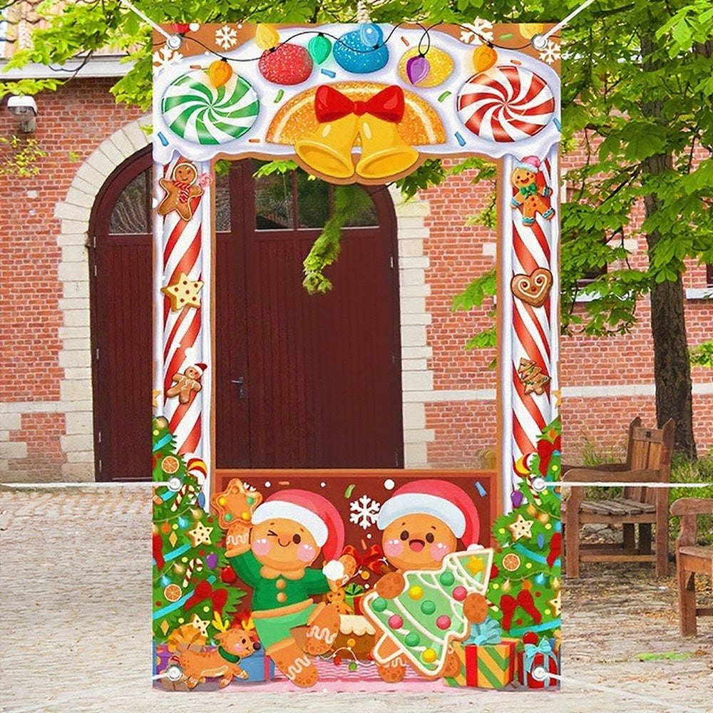 Merry Christmas Hanging Banner Porch Sign Xmas Banner Christmas Door Cover