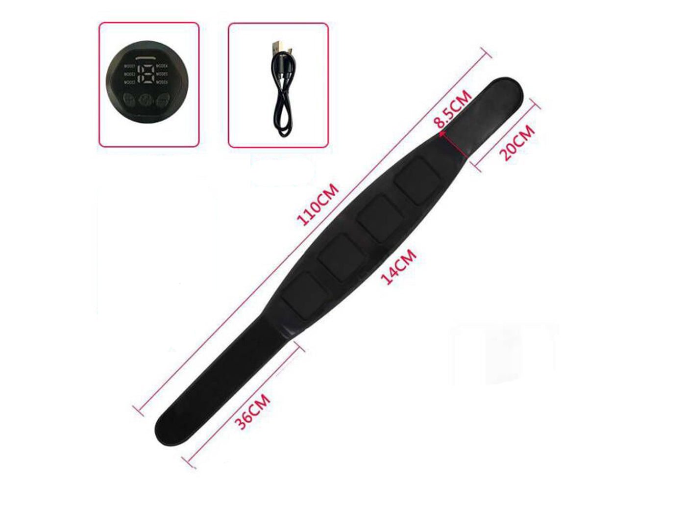 Rechargeable ABS Electric Muscle Stimulator Belt for Training and Pain Relief