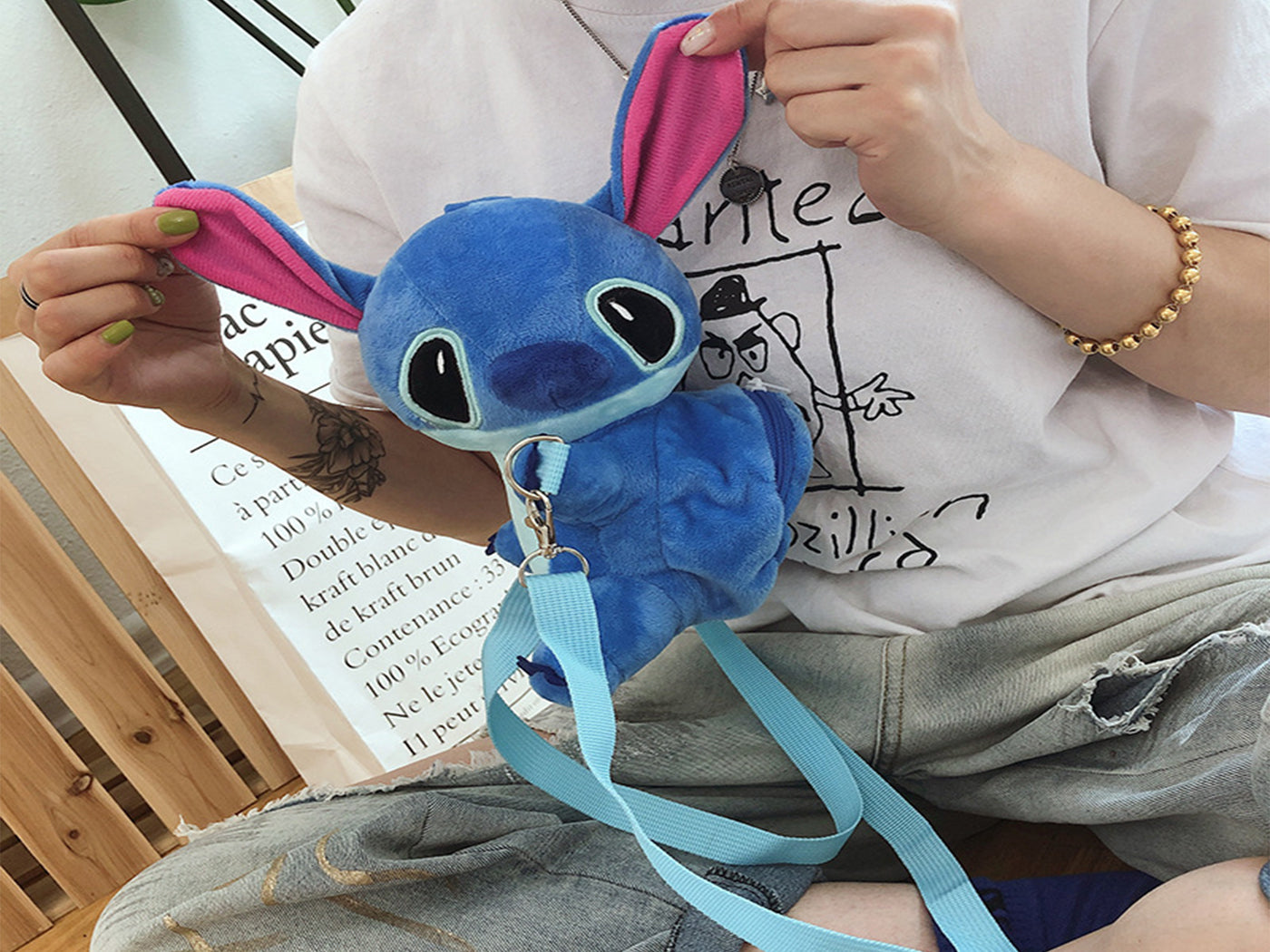Lilo & Stitch Inspired Plush Crossbody Bag Hand Messenger Toy Purse Phone Bag