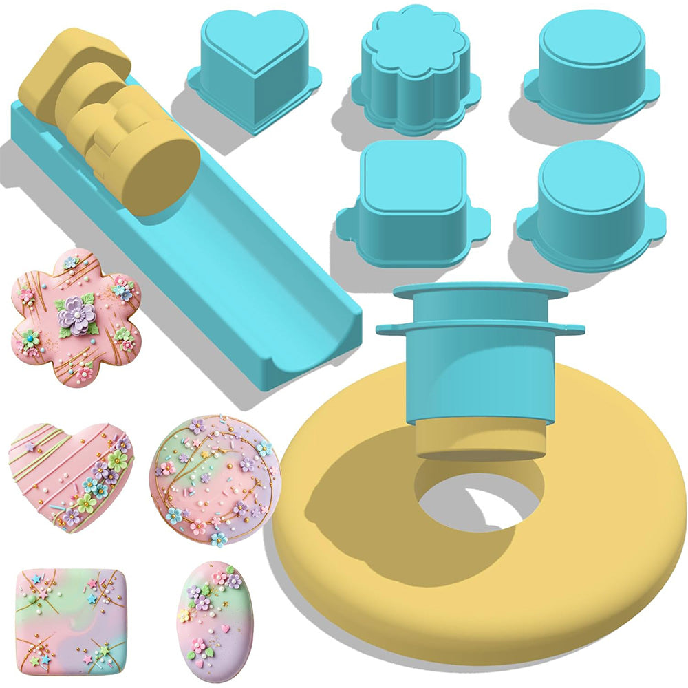 Cake Pop Mold Set with Tray and 5 Heart Square Cloud Oval Round Molds