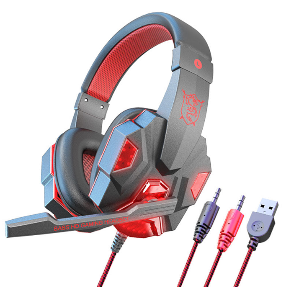 Wired Gaming Headset Headphones with Microphone Led Light