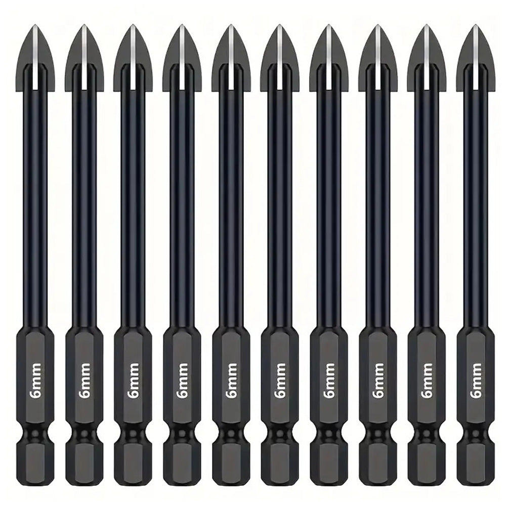 10 Piece 6mm Hex Shank Tile Glass Mirror Ceramic Drill Bit Set