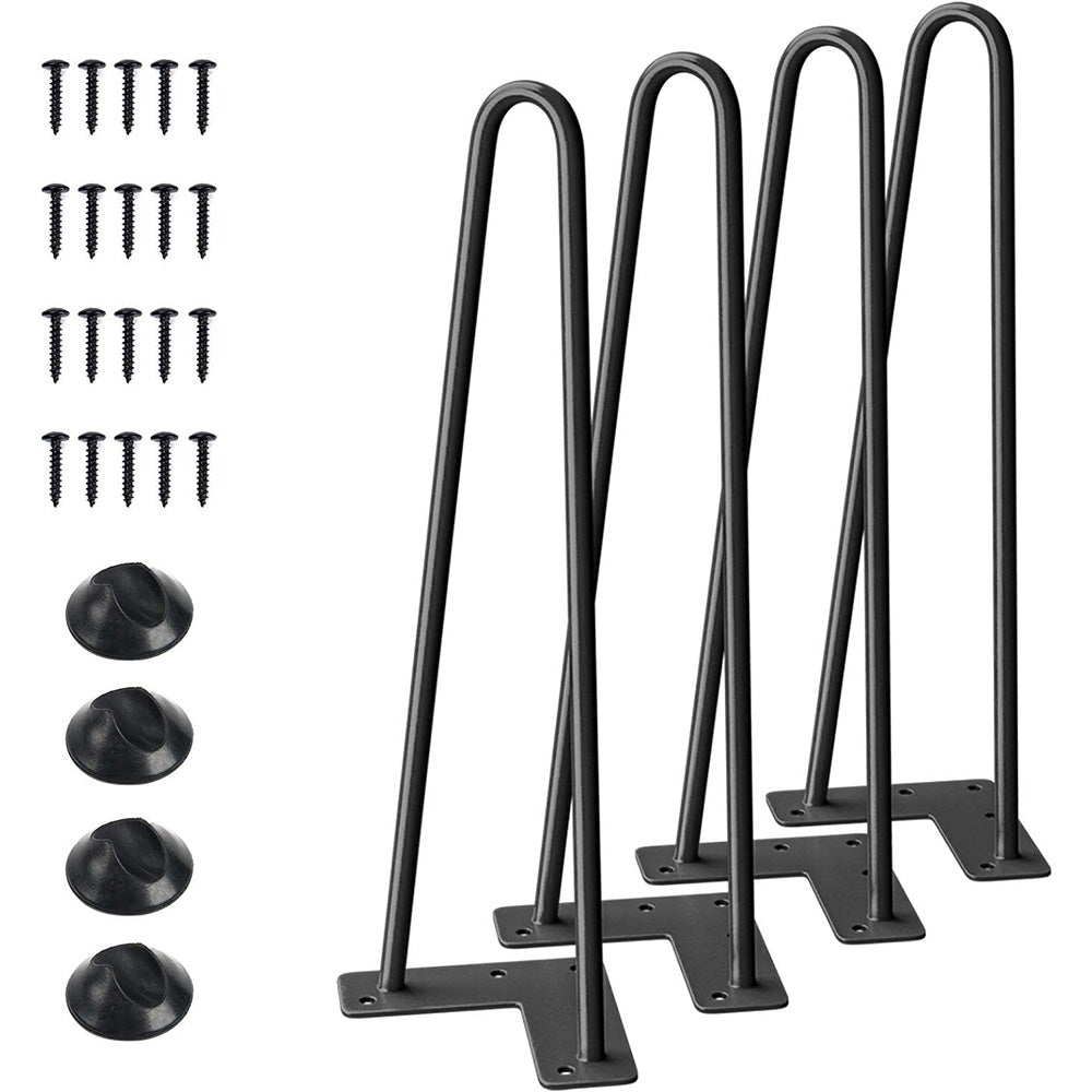 4Pcs Hairpin Furniture Table Legs with Rubber Feet