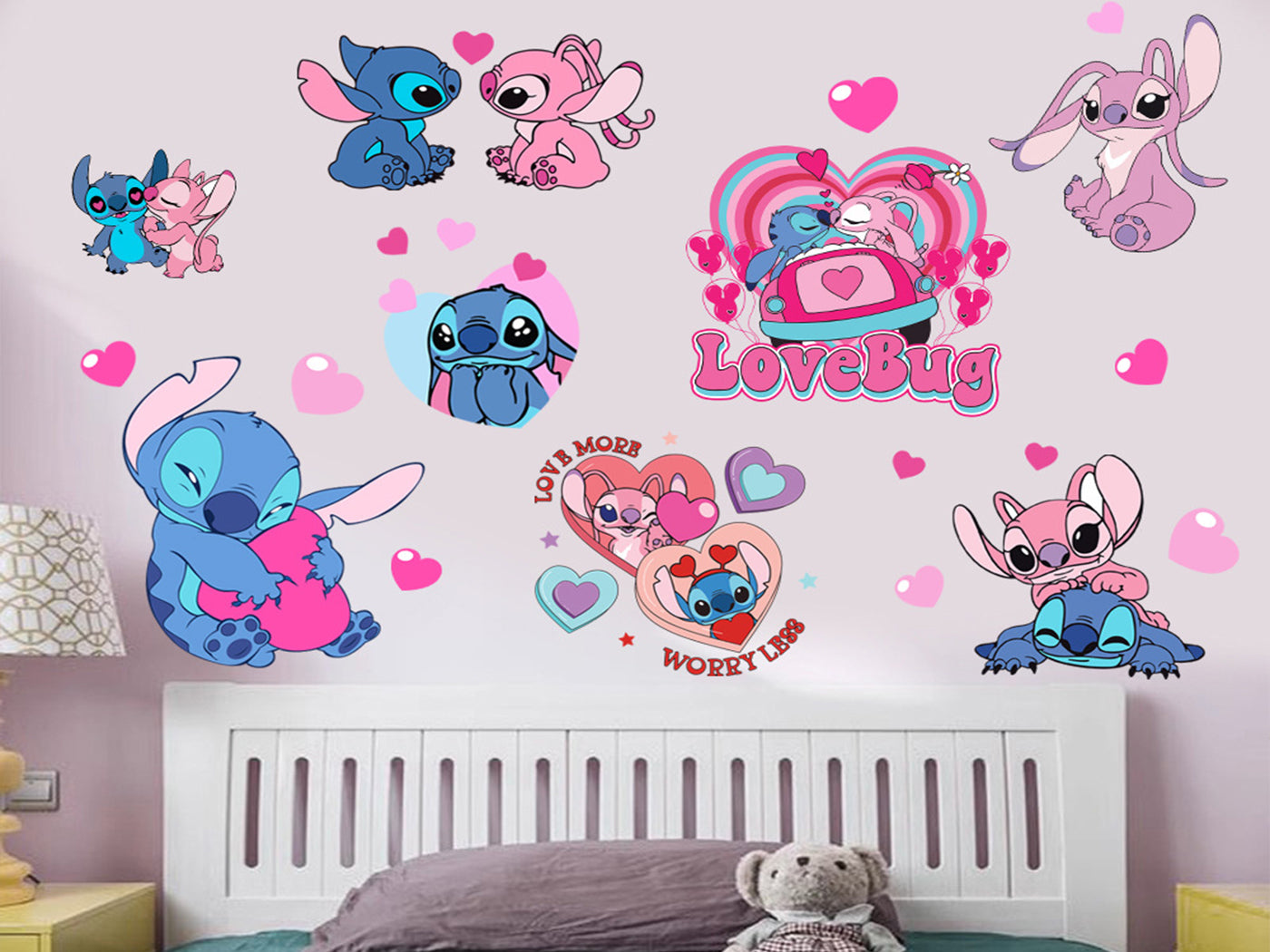 2Pcs Stitch Inspired PVC DIY Removable Wall Stickers