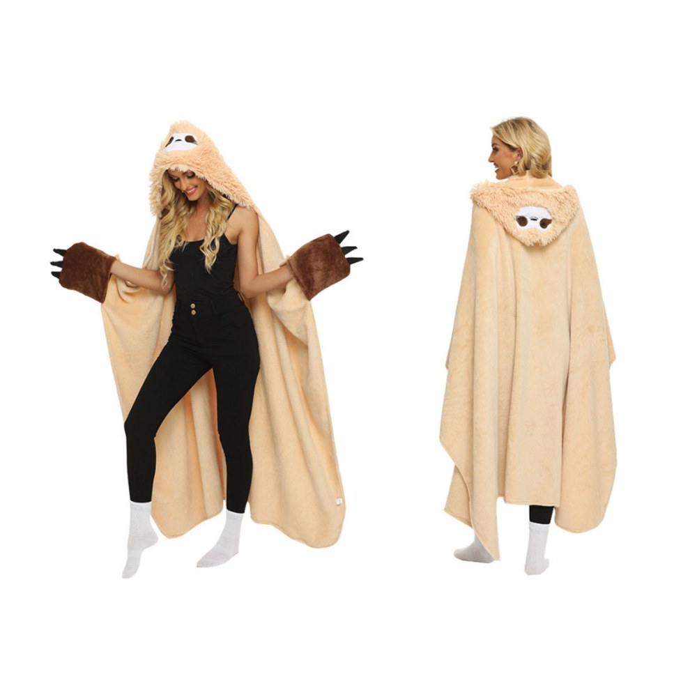 Wearable Fluffy Sloth Hooded Blanket